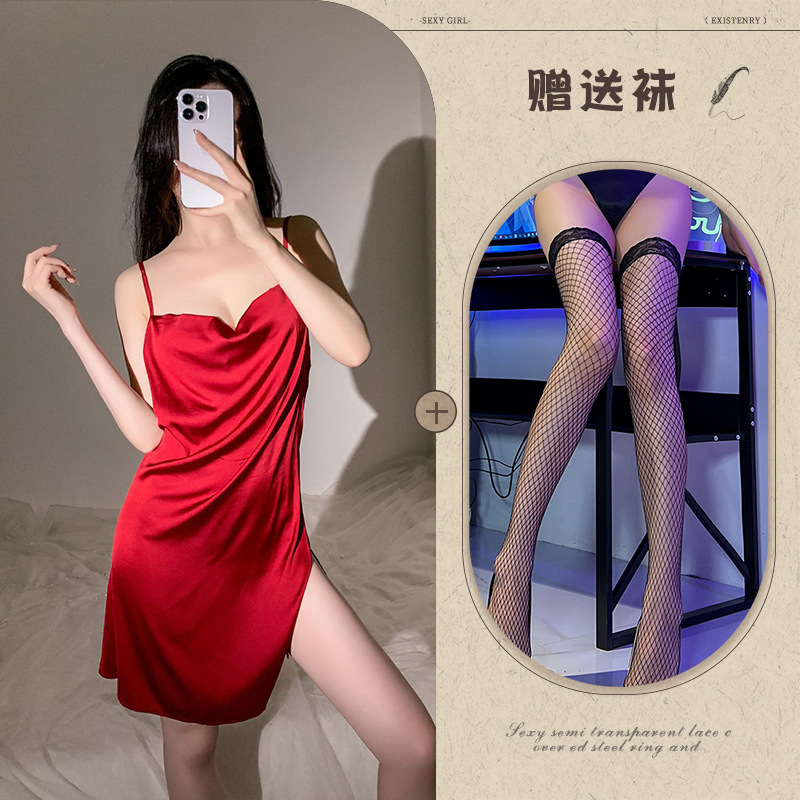 버건디 + 블랙 망사스타킹