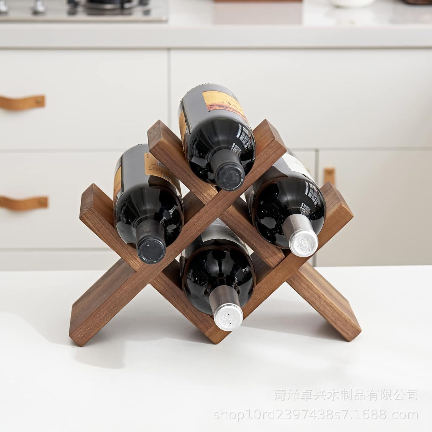 Oak Wine Rack Table Top 4 Bottle Wine Rack Free Standing Wine Bottle Holder Home Kitchen Bar Cabinet Display Stand