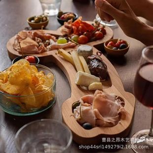Cross-Border Bamboo Funny Wooden Tray Home Storage Fruit Snack Tray Party Party Cooked Food Western Food Tray
