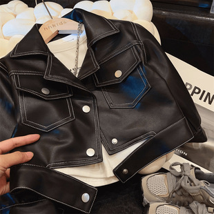 Children's Motorcycle Leather Jacket Boys' 2025 New Korean Style Fashionable Leather Jacket Baby Soft Leather Jacket