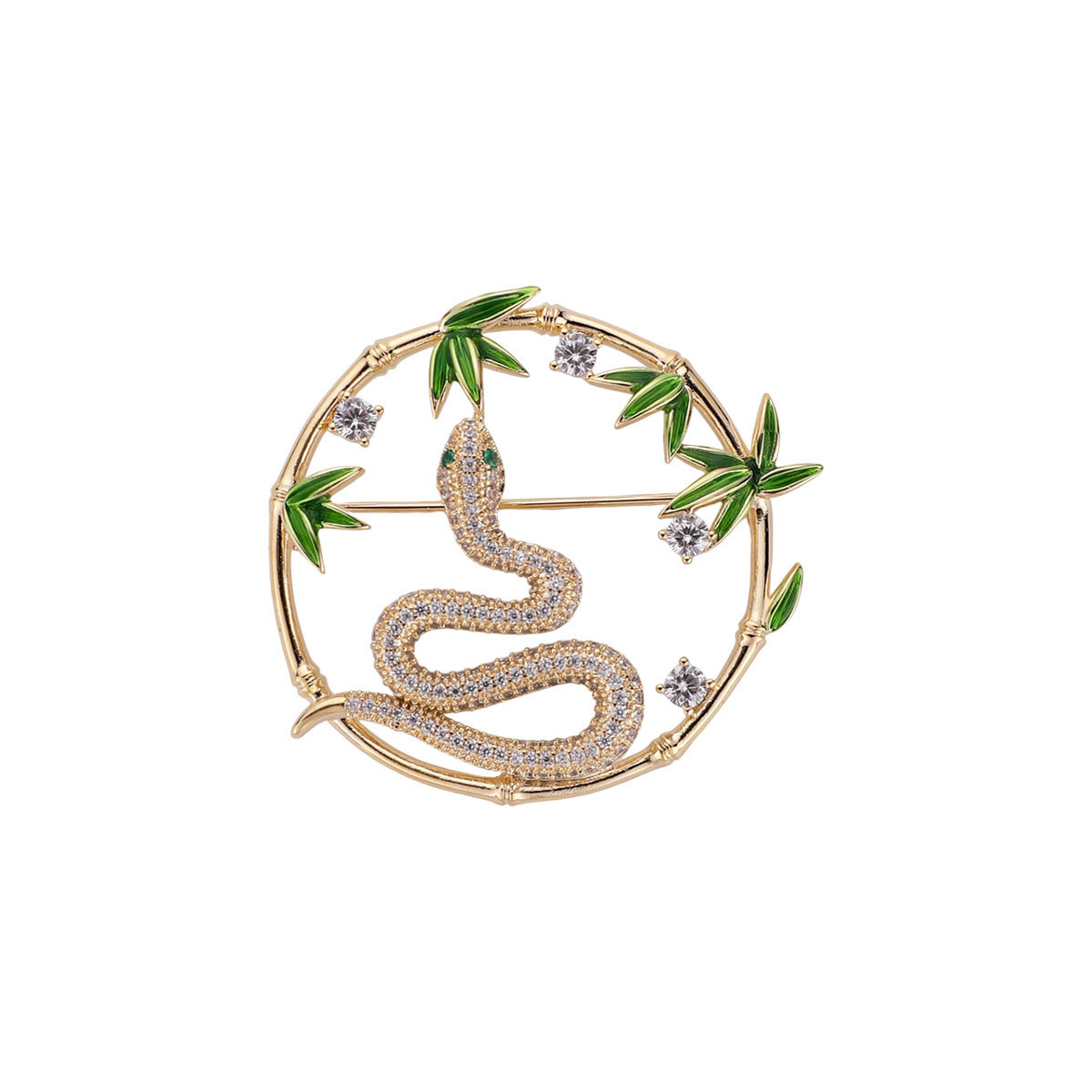 Zodiaco de viento chino broche de serpiente bambú sección alta significa broche temperamento flor pectoral mujer anti-desnudo accesorios de ropa