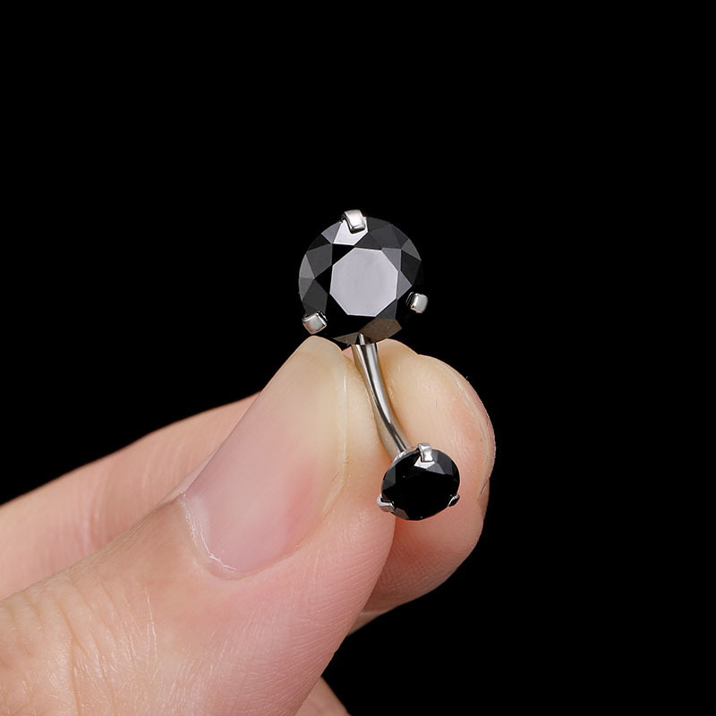 Fashion Rhombus Stainless Steel Inlaid Zircon Belly Ring 1 Piece