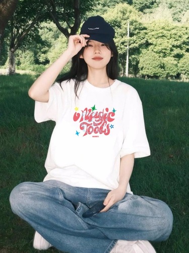 Women's Pure Cotton Short Sleeve T-Shirt American Loose Casual Summer Top White T-Shirt 230g