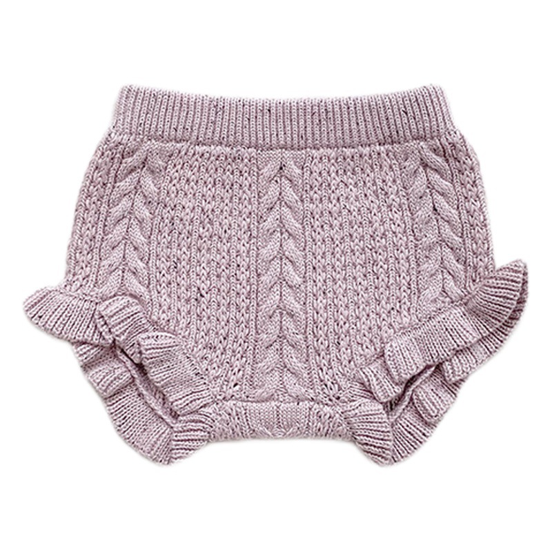 Autumn and winter cross-border baby girl twist bread pants woolen shorts men's and women's baby colored cotton lotus leaf butt pants