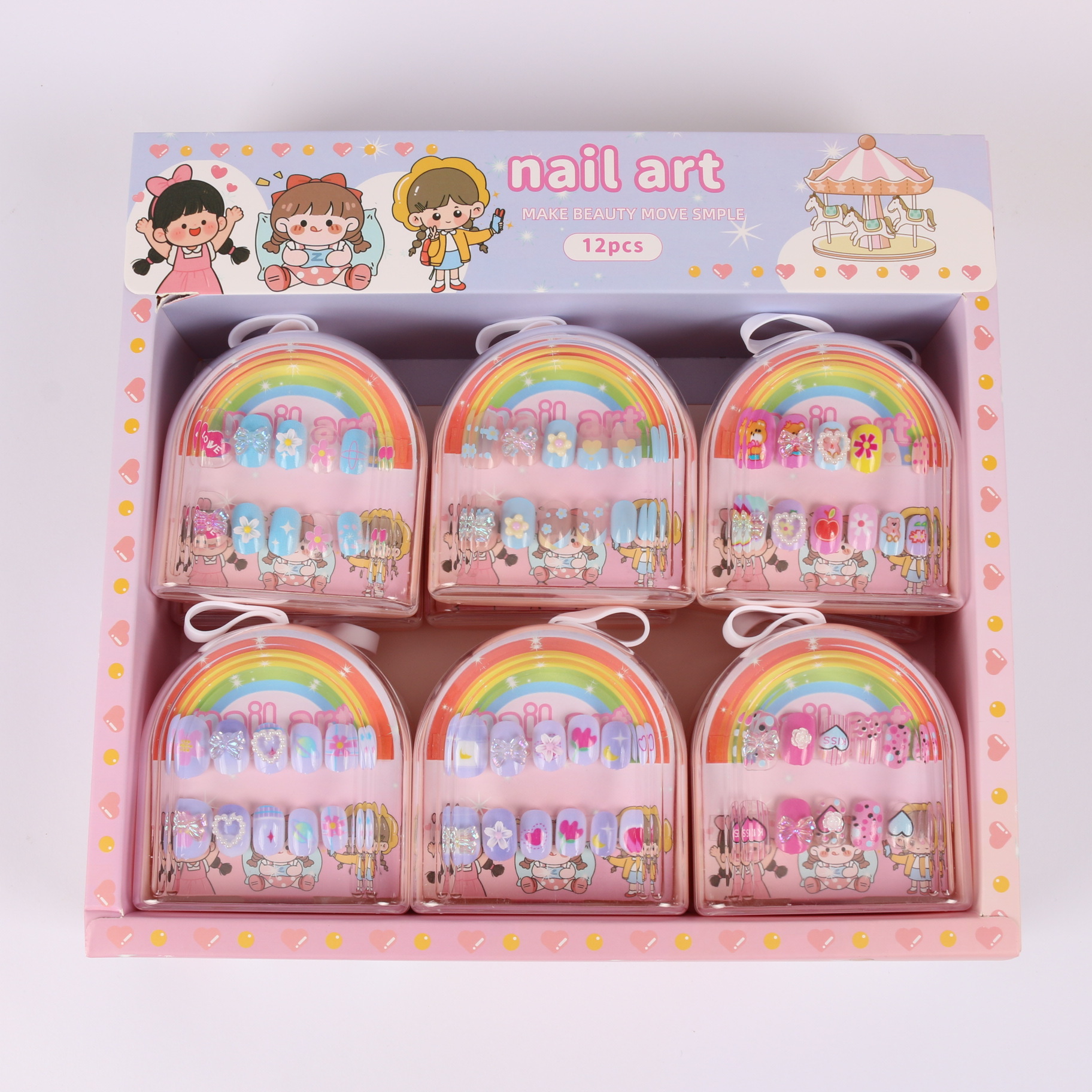 【Source Factory】Children's Wearable Nails Cross-Border Hot Selling Fake Nails Nail Art Stickers Cute Wearable Nail Art