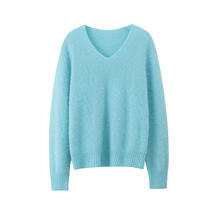 【薄雾藴秋】实力22色！拉绒拉毛V领针织衫女宽松显瘦拉绒毛衣冬