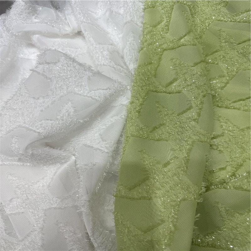 现货五角星剪花面料 立体亮丝五角星 春夏时尚连衣裙舞台装布料