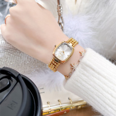 詩高迪手錶女士橢圓形小金表金色簡約小方表跨境外貿直播防水女表