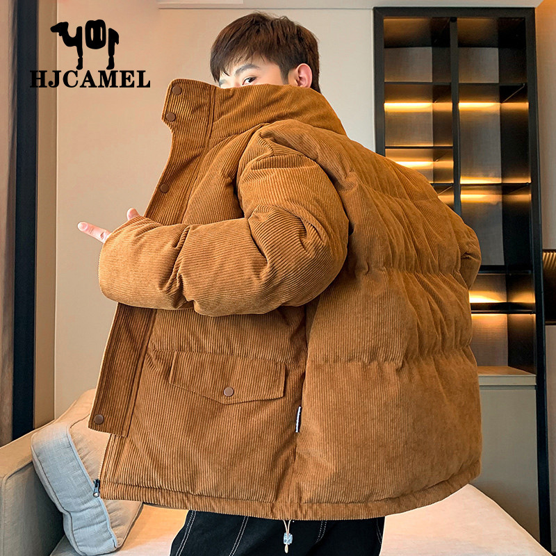 Camel HJCAMEL corduroy cotton-padded coat men's coat autumn and winter stand collar Brown trendy cotton-padded jacket winter down cotton-padded coat
