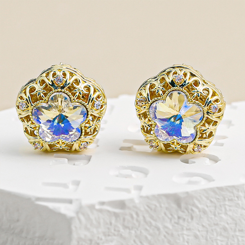 Diamond de alta calidad 16K oro zircon cristal cuentas gatito mariposa flores accesorios de joyería DIY cuentas separadoras