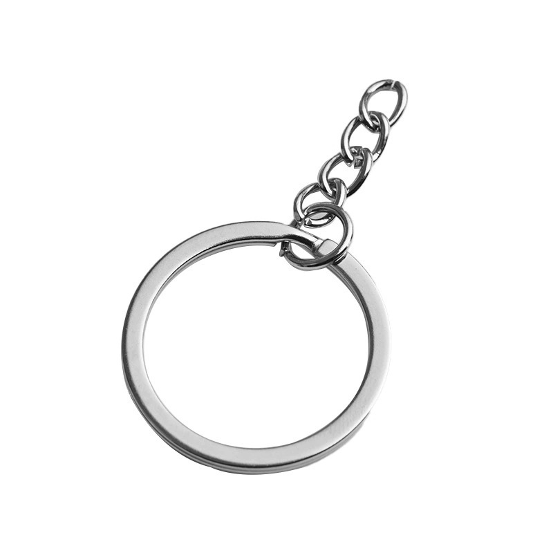 Anillos para llaveros en stock, anillos metálicos para llaveros, anillos planos con cadenas, anillos para llaveros DIY, anillos planos de varios tamaños.