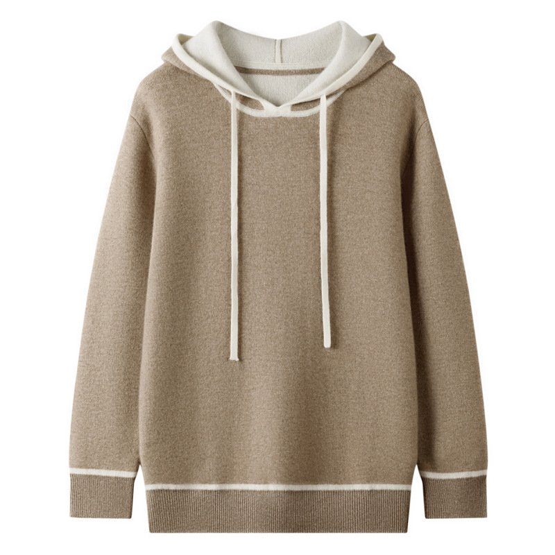 Autumn and Winter New Men's Mountain Cashmere Sweater Thickened Hooded Sweater Casual Knitted Base Sweater Loose Cashmere Sweater Hoodie