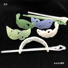 醋酸仿玉发冠 男女通用束发白玉冠 凤纹镂刻 古风手工汉服头饰品