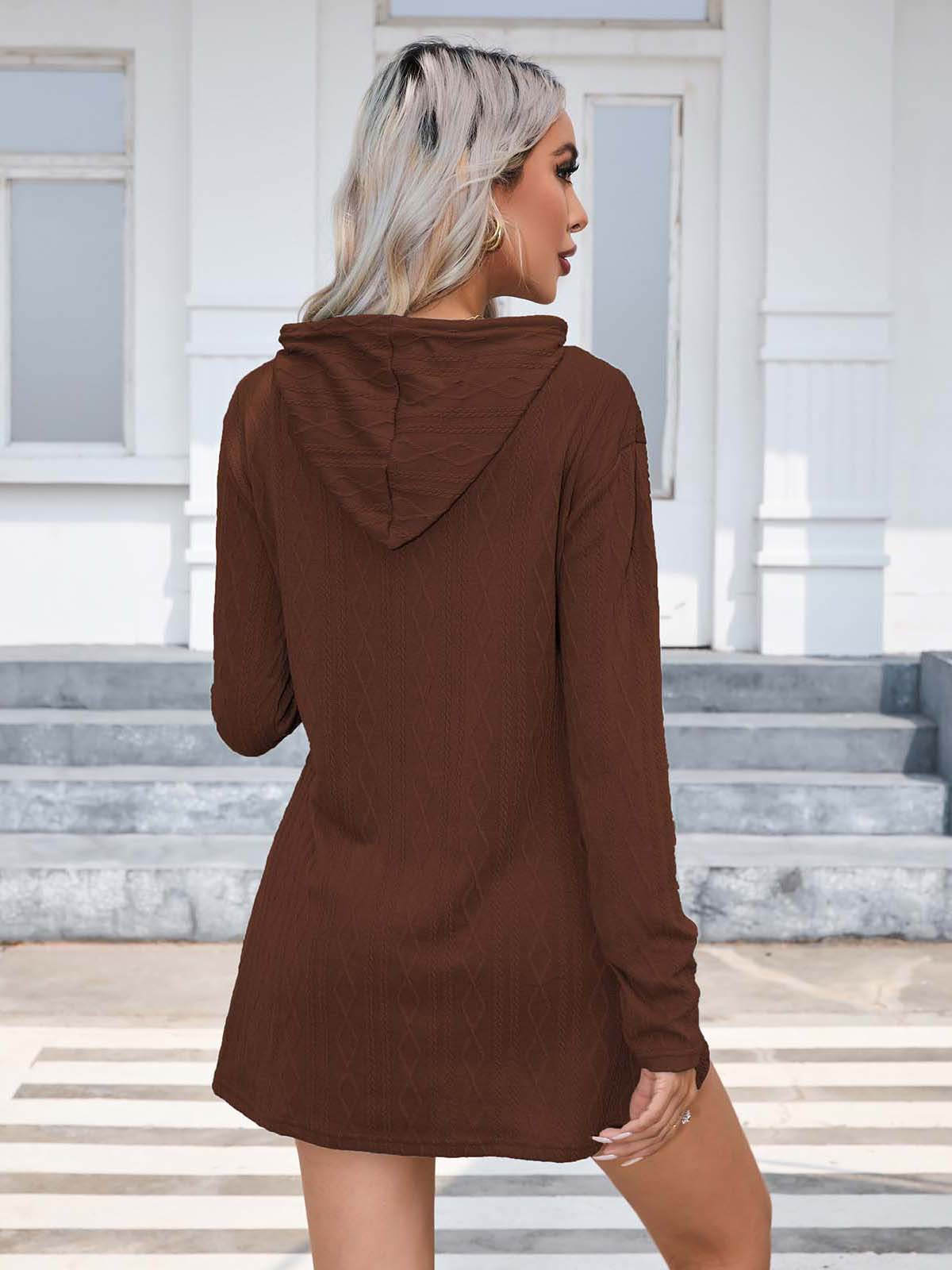 Women Clothing Autumn Winter Knitting Hooded Long Sleeve Dress