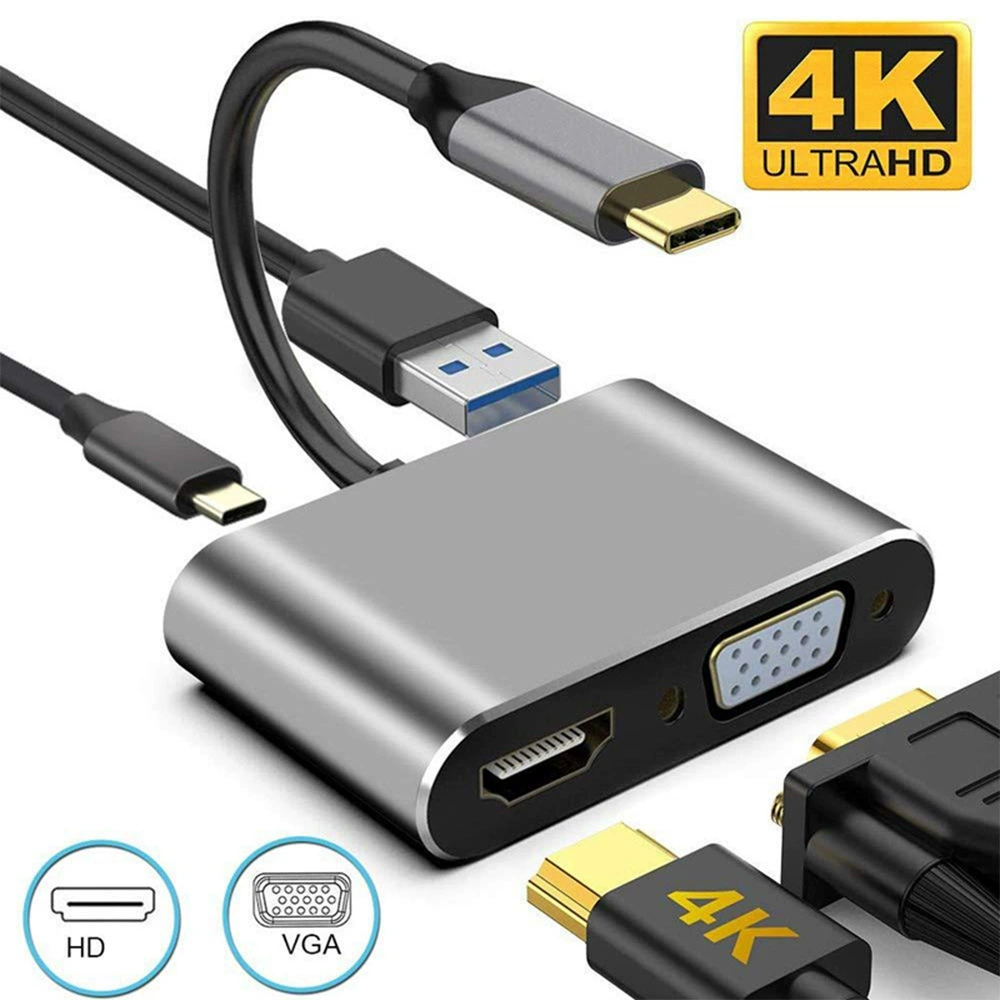 USB-C на HDTV VGA PD USB-концентратор «четыре в одном» Многофункциональный концентратор док-станции USB-C