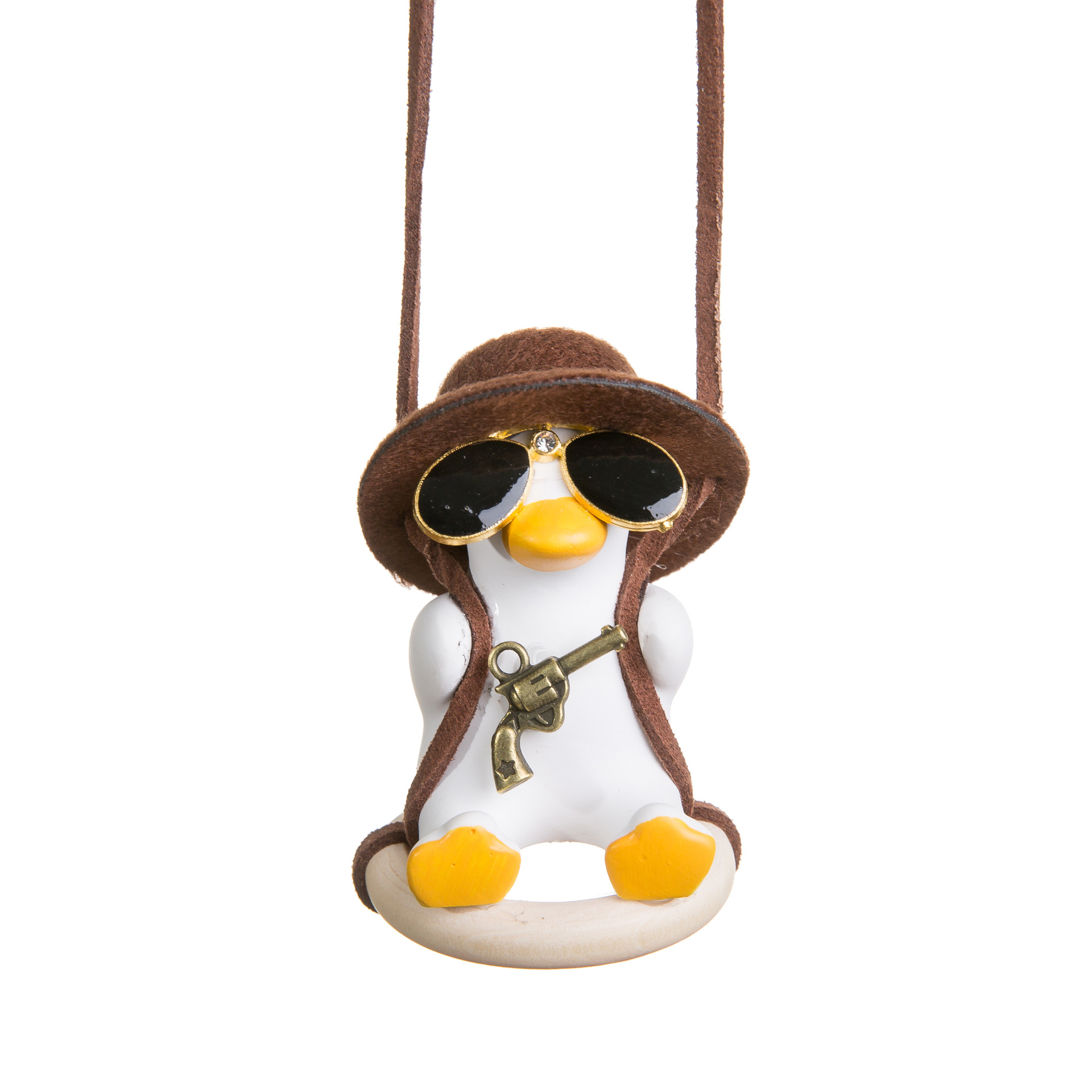 Swing Duck Pink Hat Duck Car Interior Pendant for Women, Popular Car Hanging Decoration for Rearview Mirror