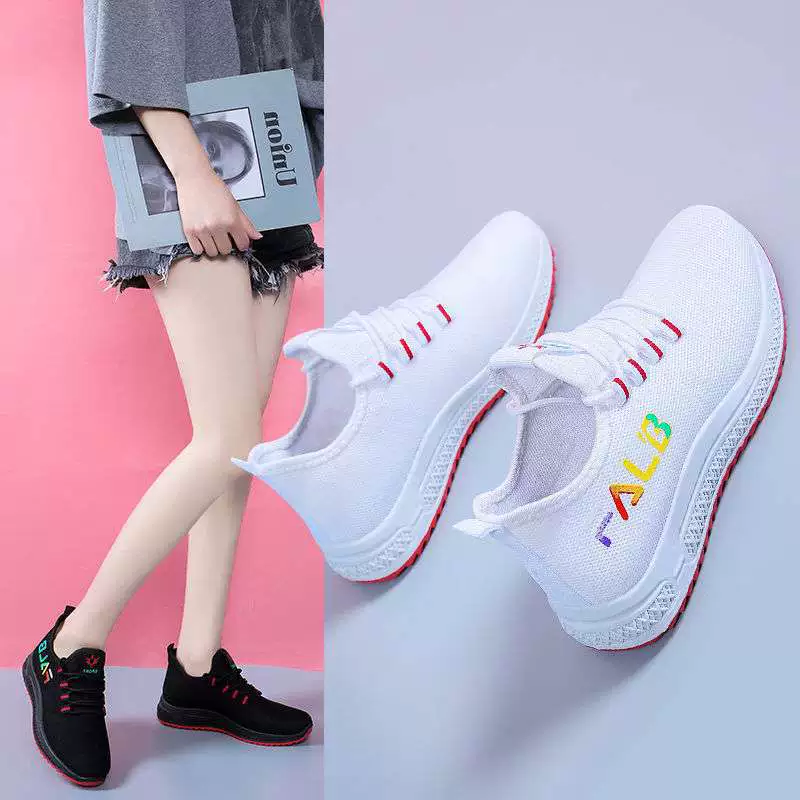 Дышащая нескользящая спортивная обувь на мягкой подошве для женщин, модная и универсальная весенне-летняя новая повседневная обувь на плоской подошве, дорожная обувь, женская обувь