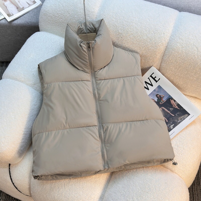 欧美外贸羽绒棉马甲女短款2025秋冬女装坎肩短款无袖棉服背心外套|undefined