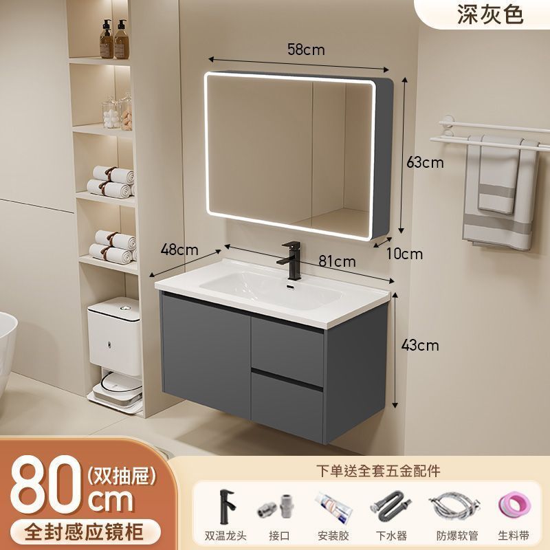 Gabinete de baño de aluminio inteligente espacial grueso combinación lavabo lavabo en cerámica lavabo fábrica de inodoro al por mayor