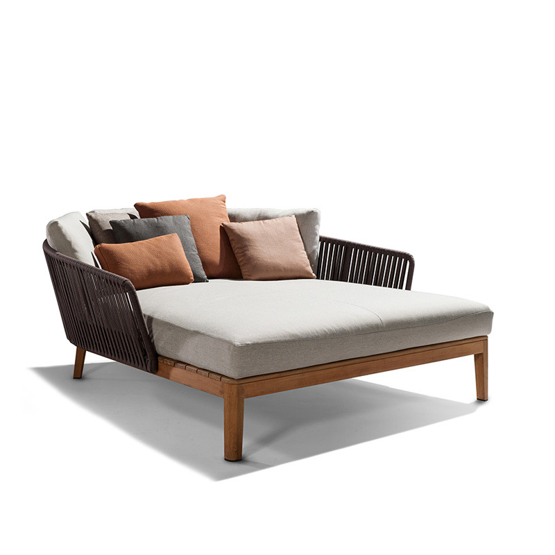 Muebles de jardín al aire libre sala de estar silla de caña sofá combinación de madera maciza caña sofá patio al aire libre chalet sofá de madera de caña