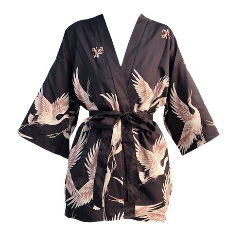 Hanfu short-sleeved shirt women's Korean-style Chinese style Tang suit trendy cropped robe crane couple outfit Japanese retro kimono
