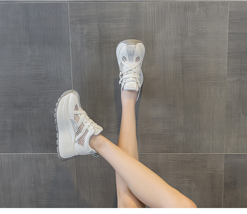 Giày sneaker nữ đế dày phong cách Hàn Quốc, gót 8 cm, form cổ điển — Vàng 5072, Be 5072 chi tiết 19