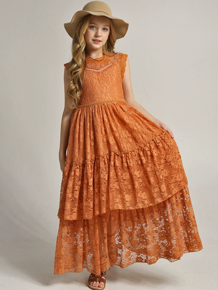 Lace piano performance costume, flower girl dress, small princess costume, for import