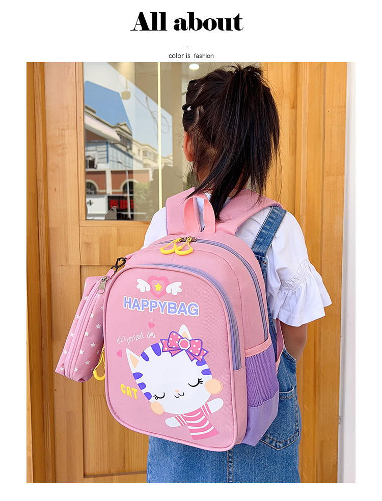 Dinosaur, Cat Pattern All Seasons Season Unisex Gender Waterproof Dinosaur Cat Holiday School Kids Backpack