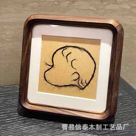 木质纪念相框家用婴儿胎毛创意diy照片相框桌面摆件书法字装饰框