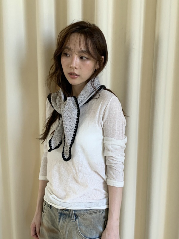 韩国简约时髦百搭领巾女小披肩护颈搭配小众锁边条纹围巾菱形头巾|undefined