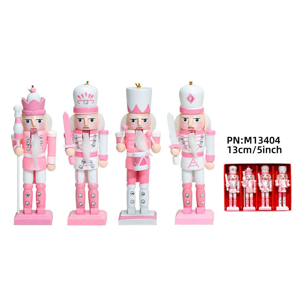 Tráfico fronterizo de madera cascanueces soldados adornos 13cm set tetra dopamina colgante árbol de Navidad hogar marionetas rey