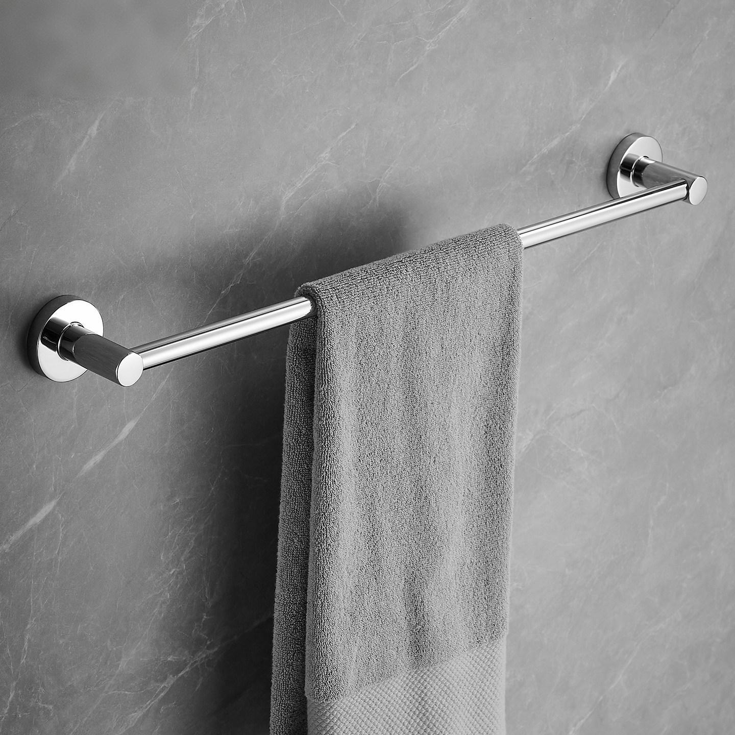 Stainless Steel No-Drill Single Rod Towel Rack for Bathroom, Extended Towel Bar for Restroom and Bathroom Towel Storage Rack