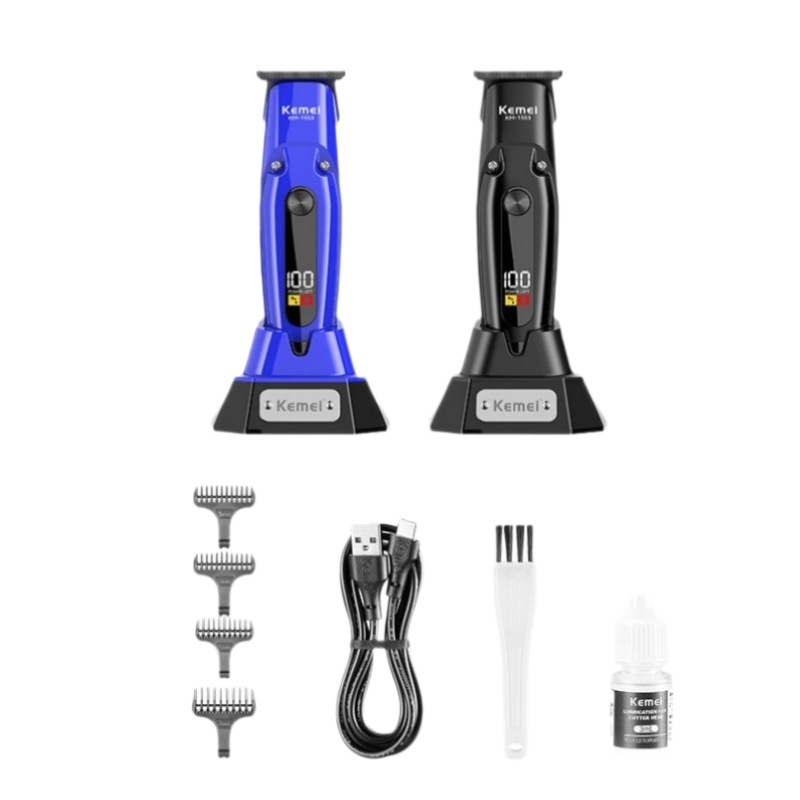 Kemei cortador de pelo eléctrico KM - 1553, cortador de pelo eléctrico, base de carga, cortador de pelo digital al por mayor