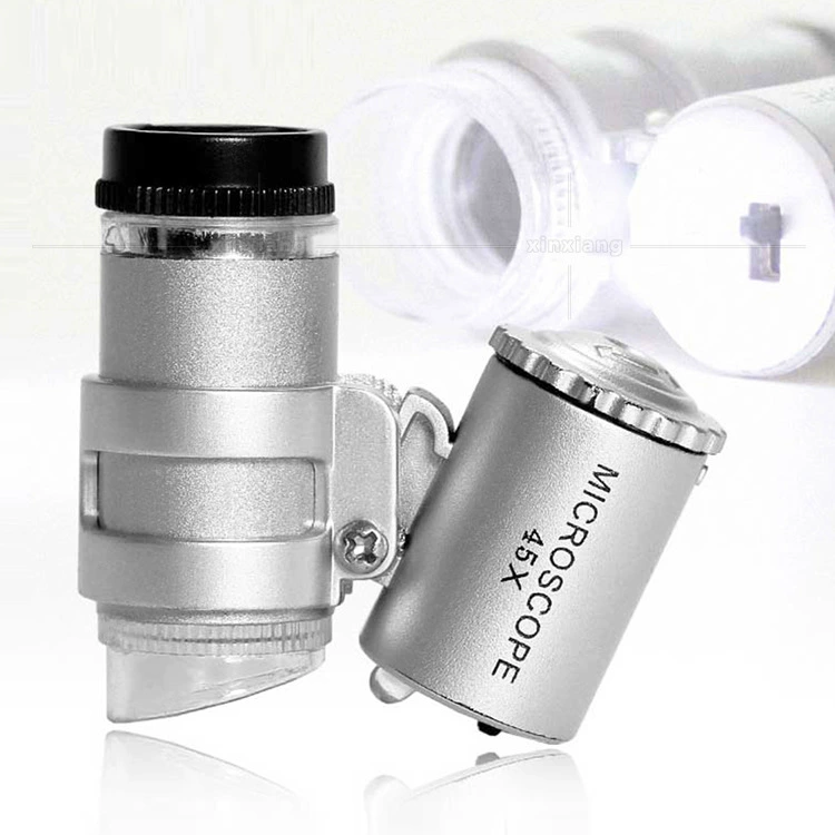 45 раз портативный мини-Ювелирный микроскоп двойной светодиодный свет высокой мощности идентификация антикварных украшений печать точечное увеличительное стекло