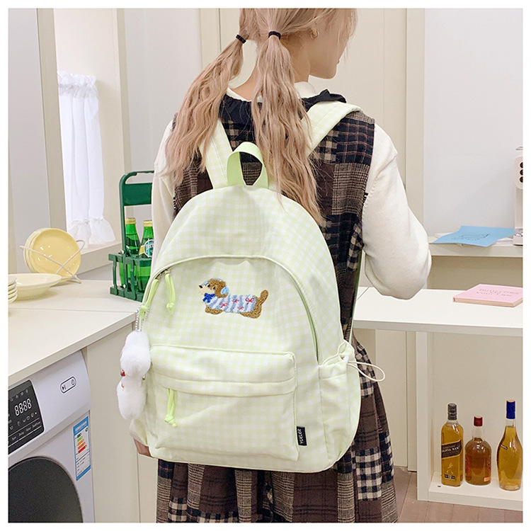School Bag for Female Elementary School Students, Korean Style Plaid Backpack, Cute Travel Backpack for Children, High School Girls with Good Looks