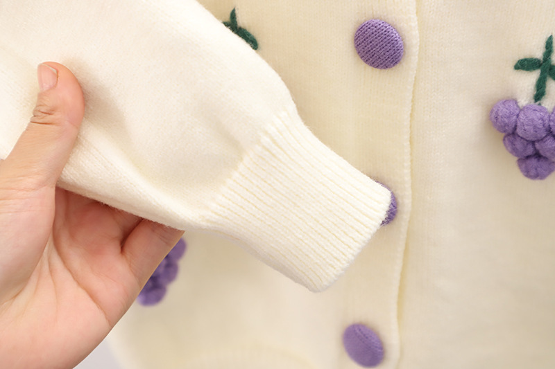 New Autumn Knitted Set Girl's Cute Hooked Flower Woolen Dress Warm cardigan pleated skirt_voghion.com