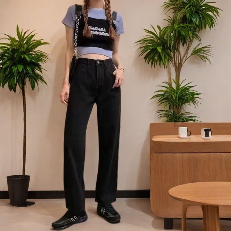 アメリカンハイストリートデザインローウエストジーンズ女性用2025春秋新作y2kホットガール多用途スリムブーツカットパンツ|undefined