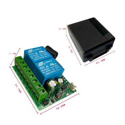 Wide Voltage 2-Channel DC 6V-30V Motor Forward and Reverse Roller Door Car Door Wireless Remote Switch Access Control 433