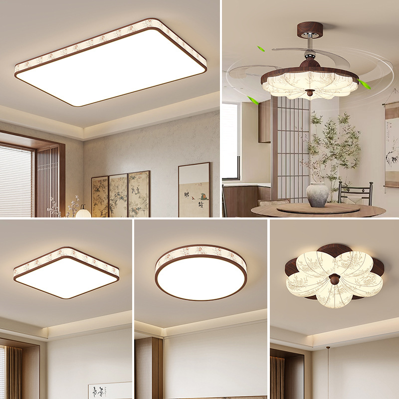 Song-Style Aesthetic Solid Wood Ceiling Lamp Full Spectrum Eye Protection Living Room Zen Led Chinese Style Dining Room Bedroom Ceiling Lamp