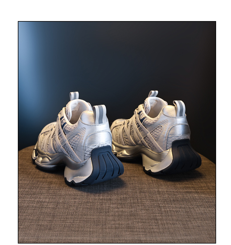 Giày thể thao nữ đế dày lưới thoáng khí phong cách retro chunky sneaker — xanh xám chi tiết 20