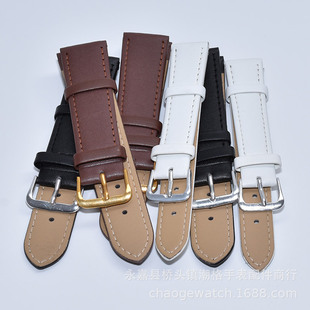 Flat strap strap men's and women's pin buckle flat pattern PU leather strap 10-22mm bracelet with watch accessories