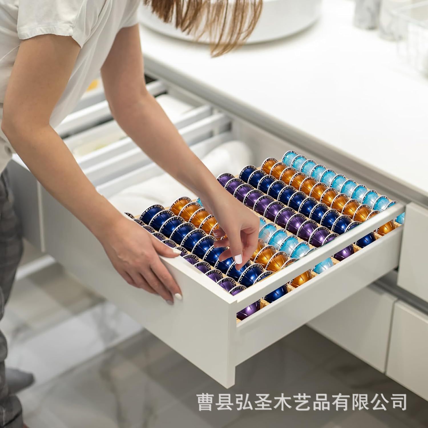 Estante de almacenamiento de cápsulas de café de bambú transfronterizo mesa de café de oficina estante de vainas de frijoles cajón estante de cápsulas de café