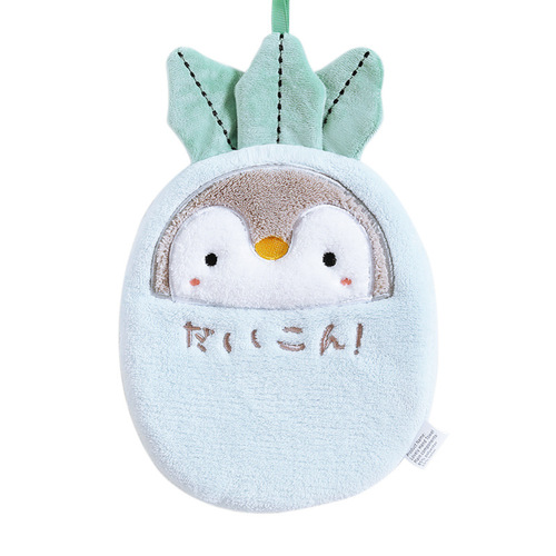 Japanese-style cartoon penguin hand towel hanging, cute double-layered thick and absorbent bathroom and kitchen hand towels