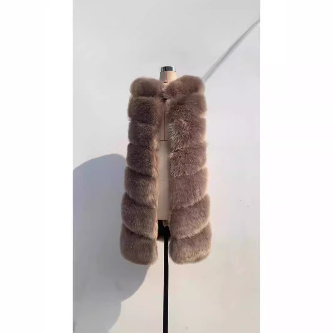 Damenbekleidung Pelz warme Freizeit Pelz Spleißen Damen Fuchspelz Weste_voghion.com