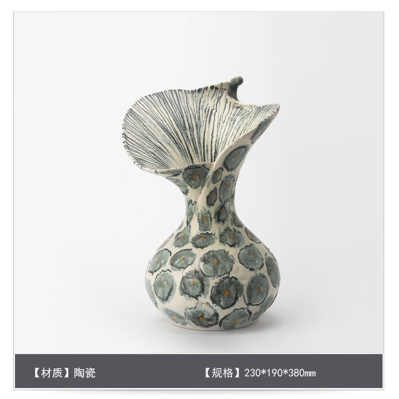侘寂中古风星点陶瓷花瓶高级感桌面家居软装插花器复古装饰品摆件|undefined