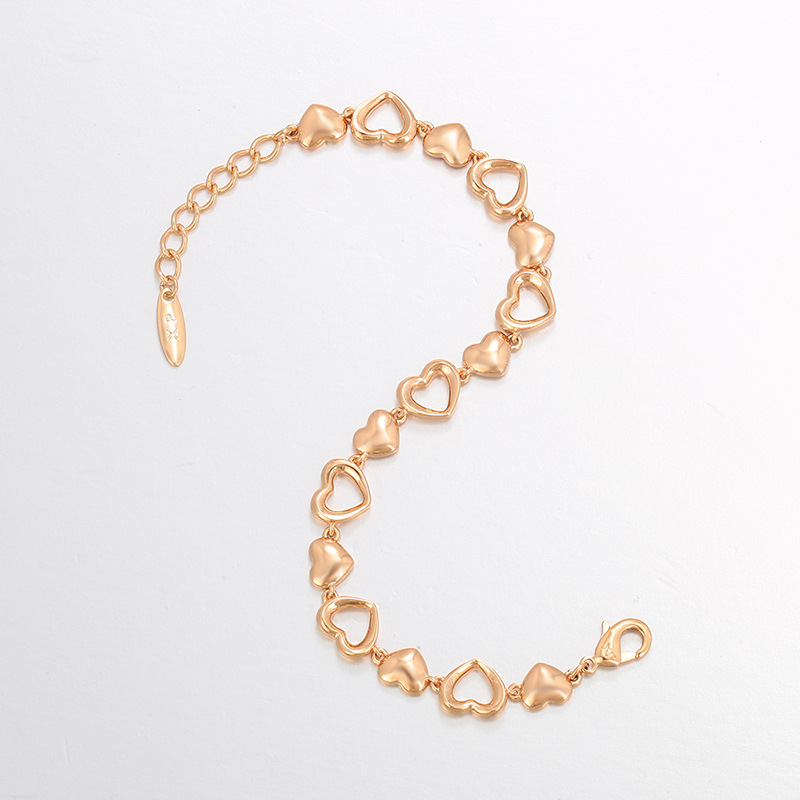 Xuping simple brillante hueco amor empalme pulsera de aleación de cobre chapado 18k estilo retro simple joyas personalizadas