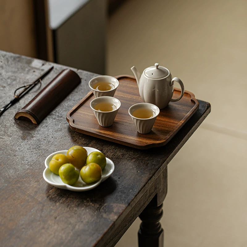 (Кит.) Walnut простой стол для сухого заваривания, домашний цельнодеревянный чайный поднос, легкая роскошь, новый китайский стиль, поднос для сухого заваривания и фруктов