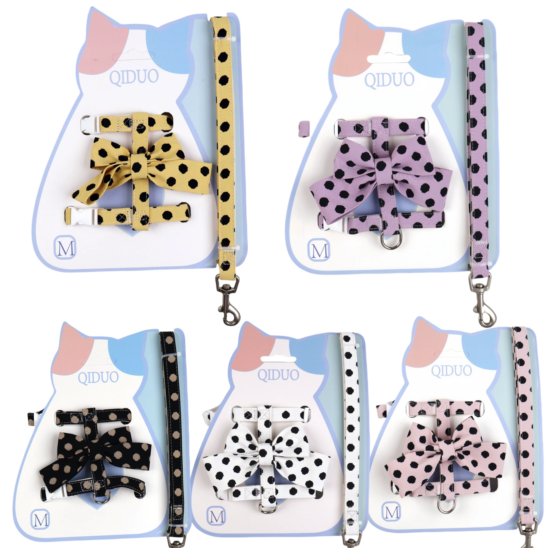 Новый поводок для животных для трансграничной торговли, милый поводок для собак с бантиком, поводок для кошек, шлейка с защитой от побега и I-образным нагрудным ремнем