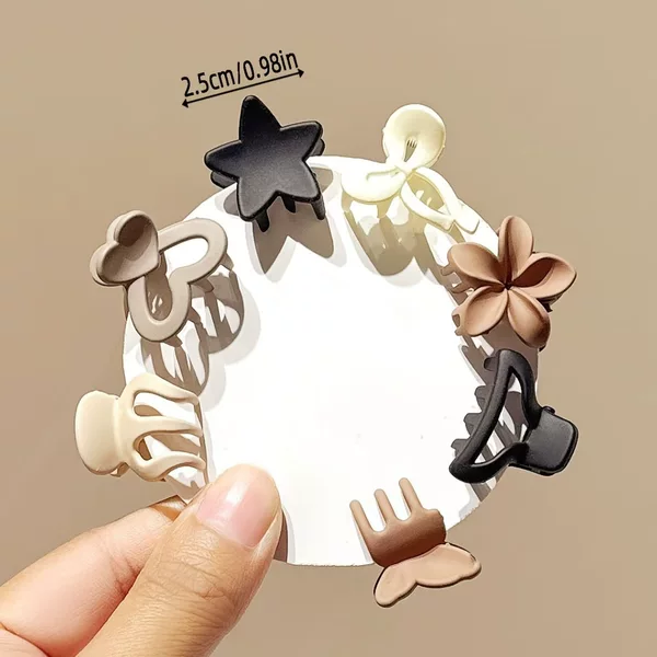 Cross-Border Popular Coffee Color Mini Hair Clip Set Princess Hair Clip Forehead Bangs Clip Broken Hair Clip Headwear