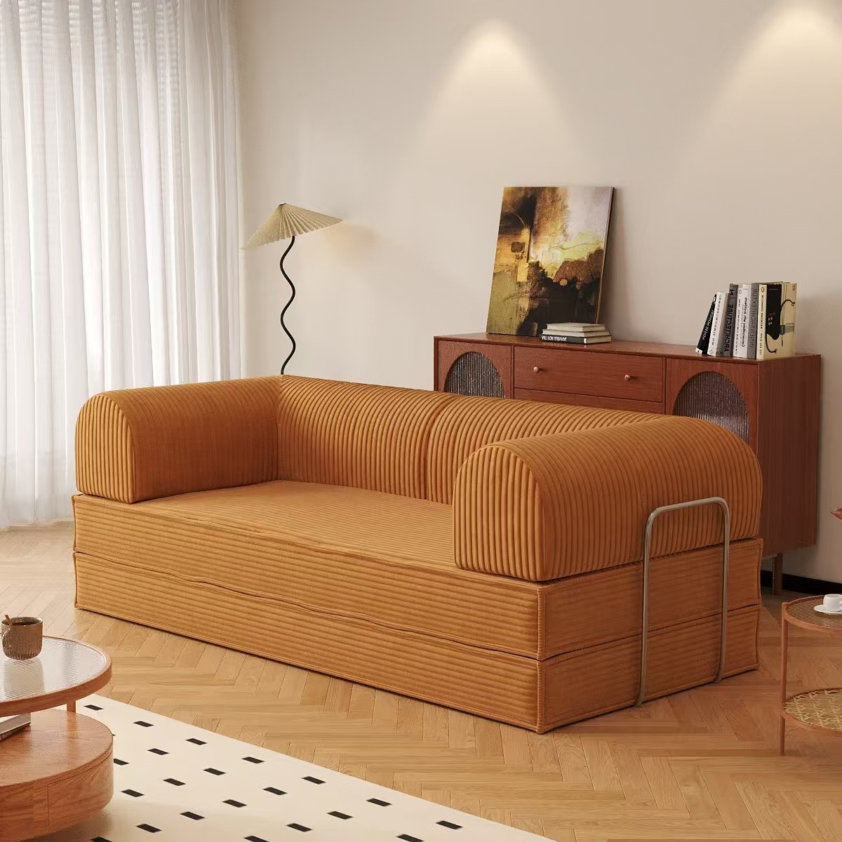 Foreign Trade Export Compressed Roll Package High-Density Folding Sofa Bed All-In-One Living Room Double Sofa Cross-Border Factory